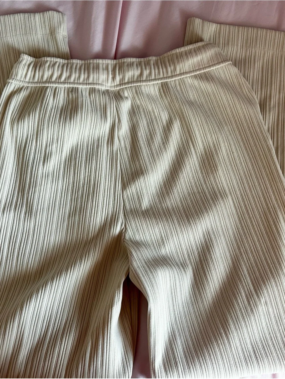 Beyond Yoga Cream Wide Leg Ribbed lounge Pants